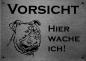 Preview: Edelstahl Warnschild Old English Bulldog VORSICHT Hier wache ich!